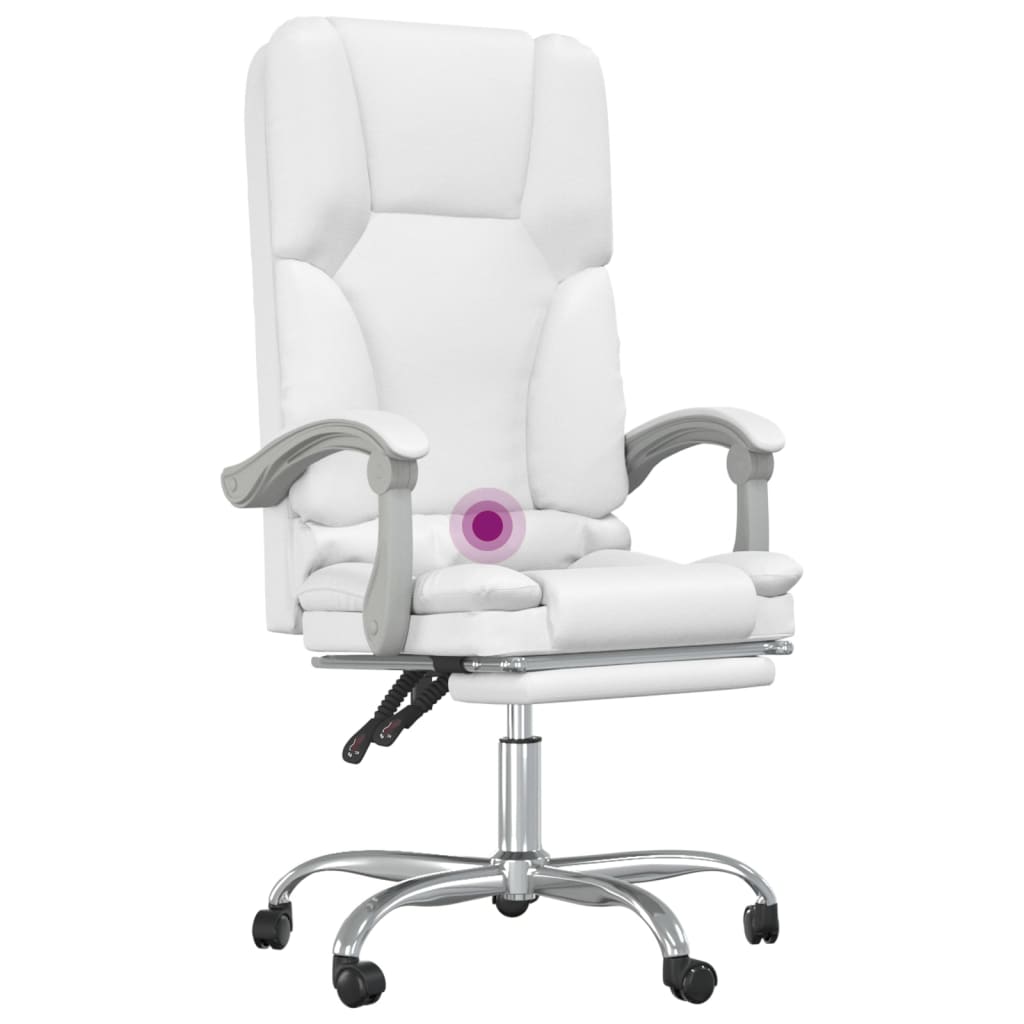 Silla de oficina reclinable masaje cuero sintético blanco vidaXL