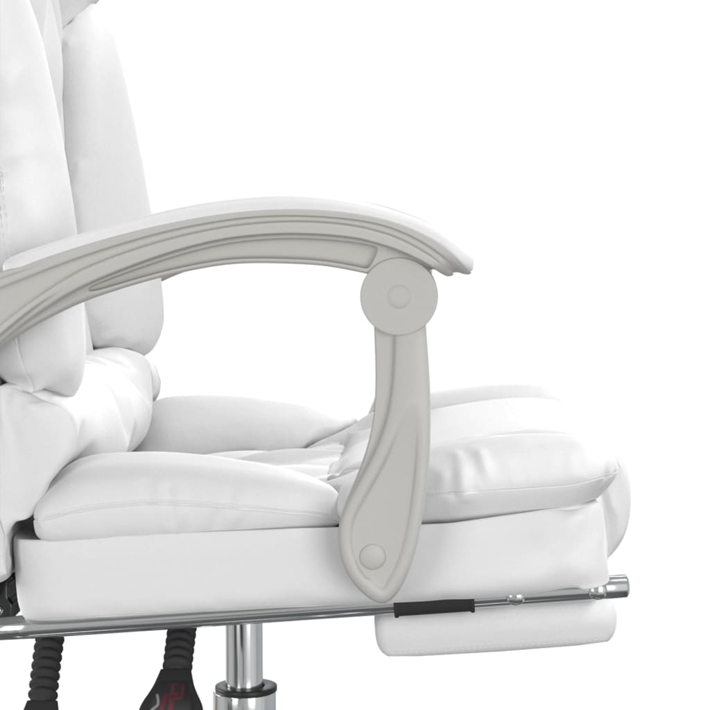 Silla de oficina reclinable masaje cuero sintético blanco vidaXL