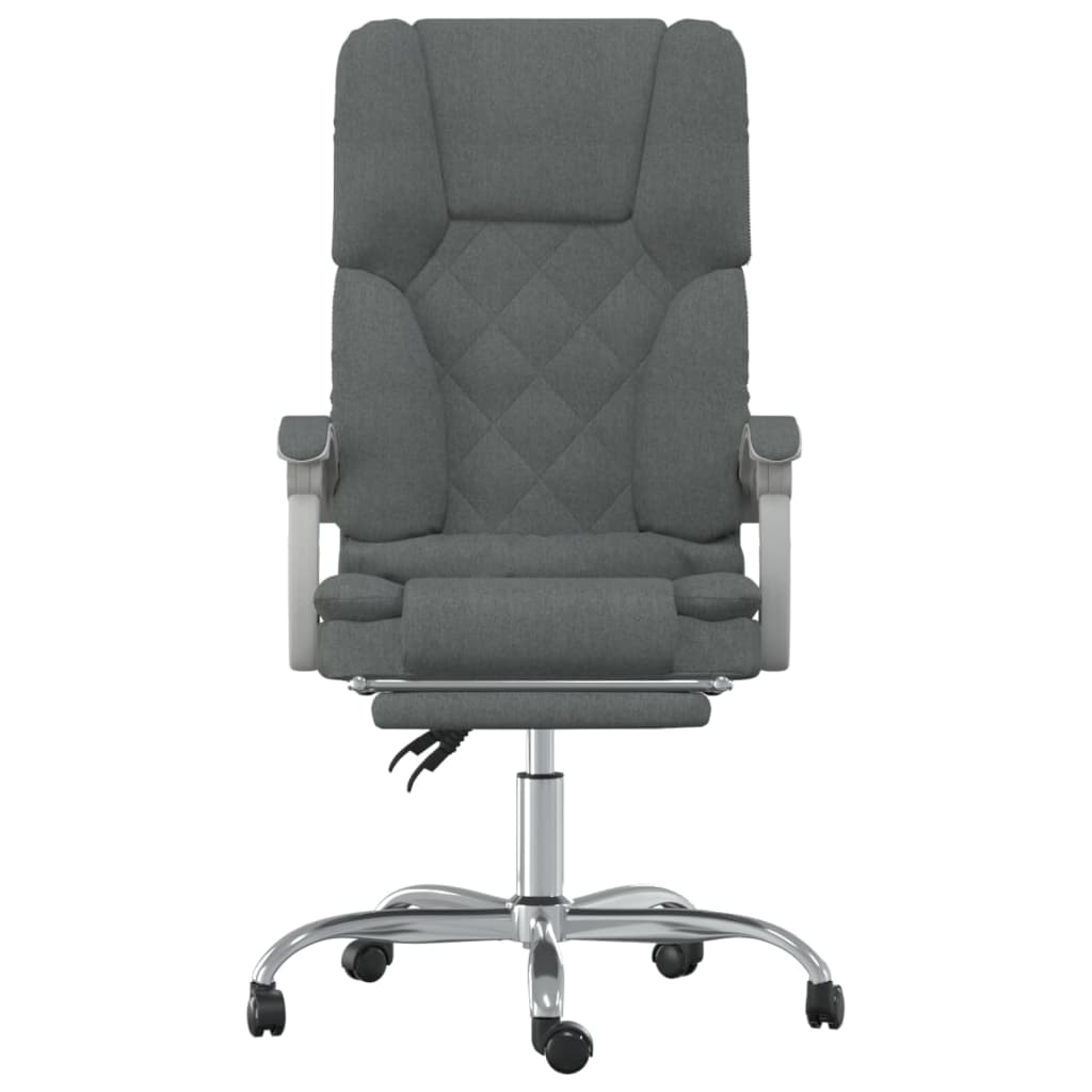 Silla de oficina reclinable con masaje de tela gris oscuro