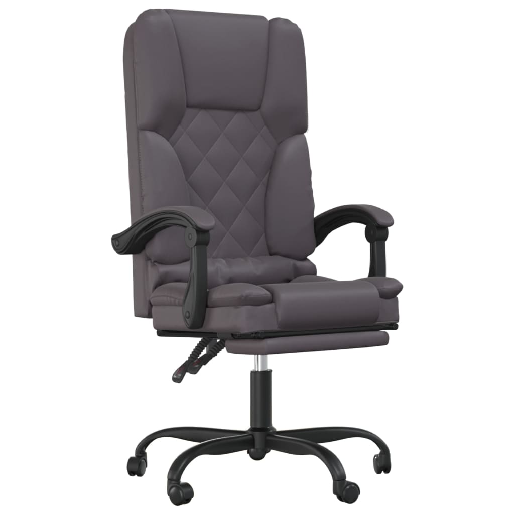 Silla de oficina reclinable masaje cuero sintético gris - Vetonek