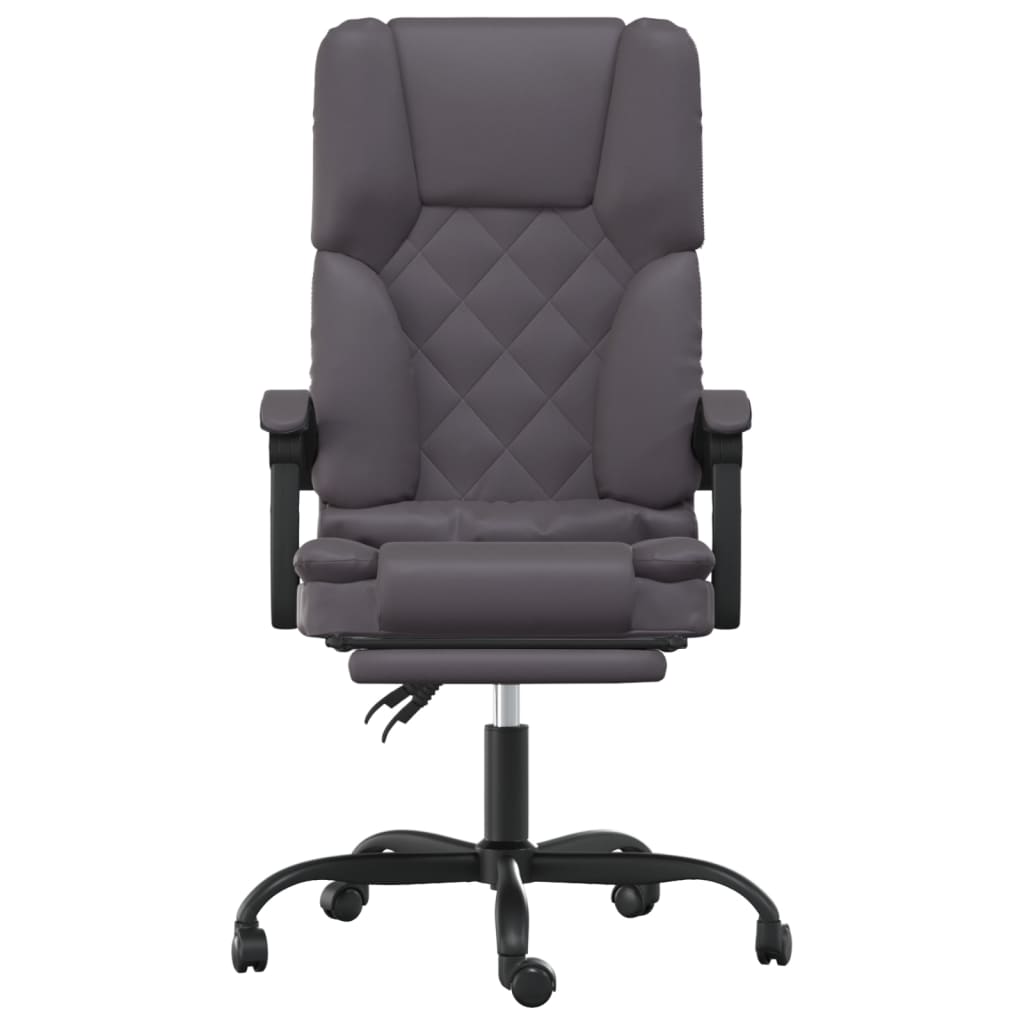 Silla de oficina reclinable masaje cuero sintético gris vidaXL