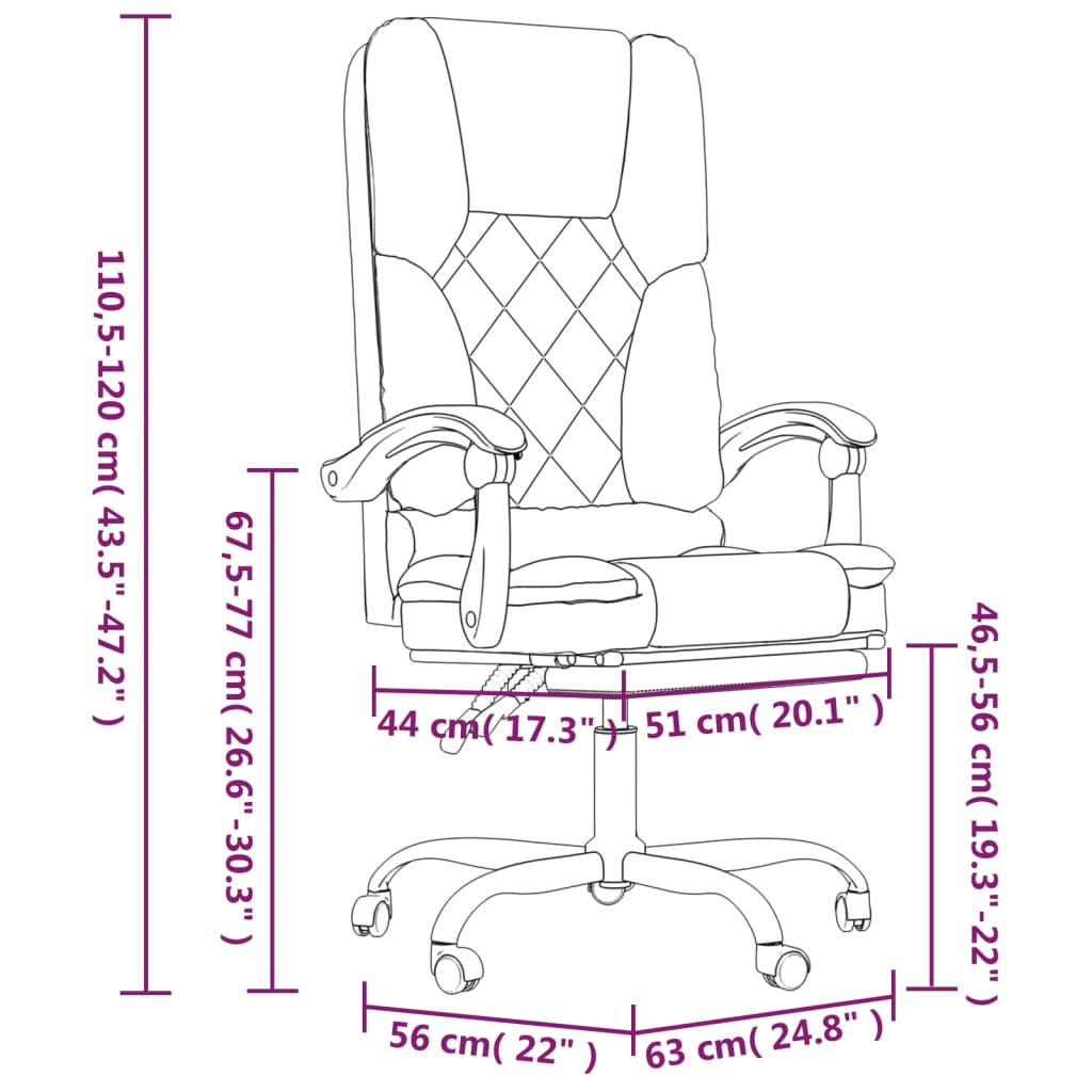 Silla de oficina reclinable masaje cuero sintético gris vidaXL