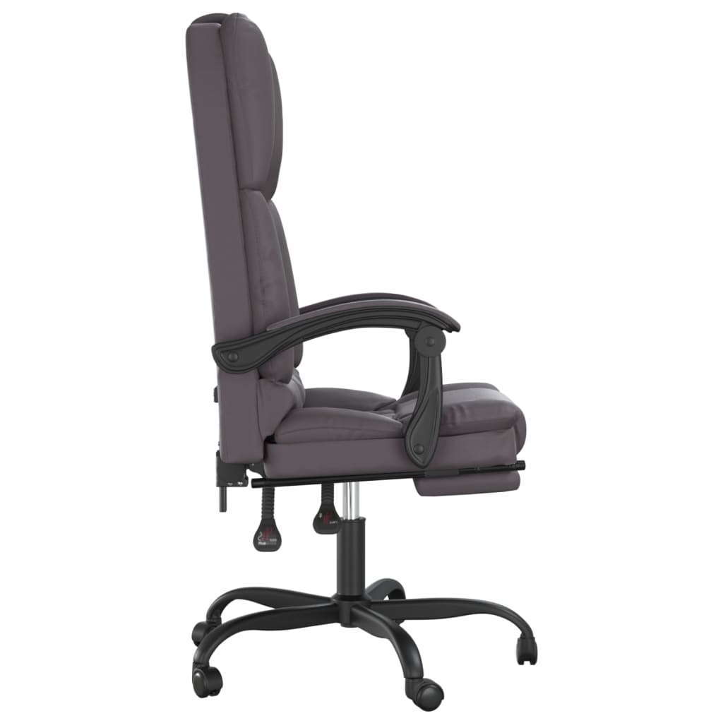 Silla de oficina reclinable masaje cuero sintético gris vidaXL