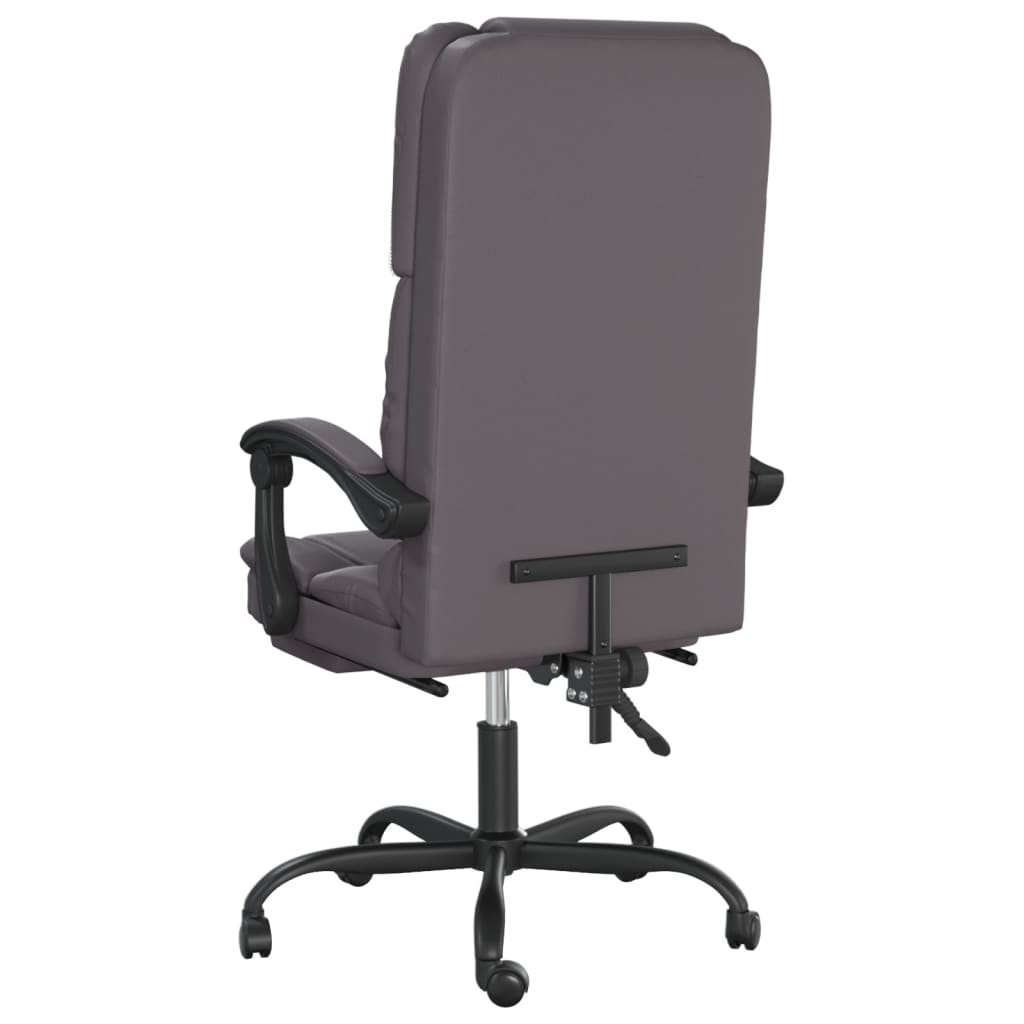 Silla de oficina reclinable masaje cuero sintético gris vidaXL