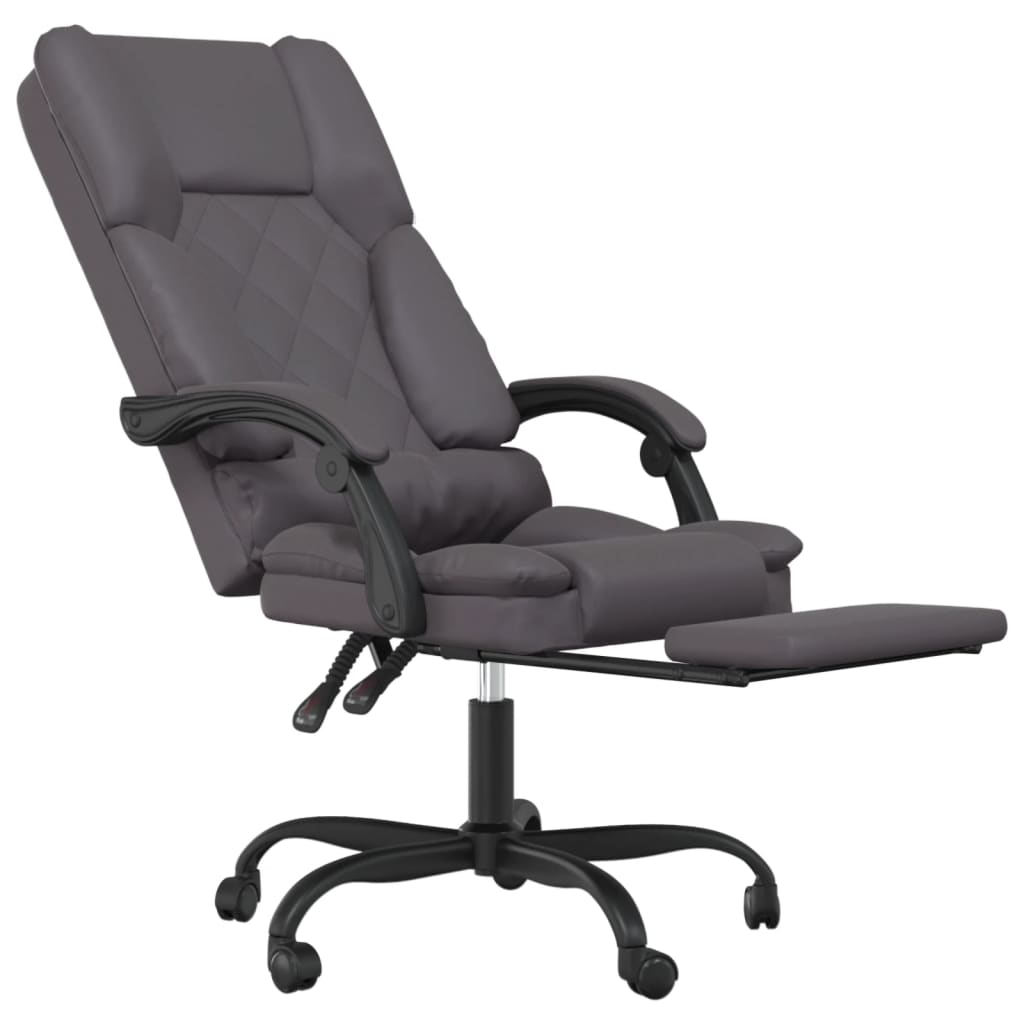 Silla de oficina reclinable masaje cuero sintético gris vidaXL