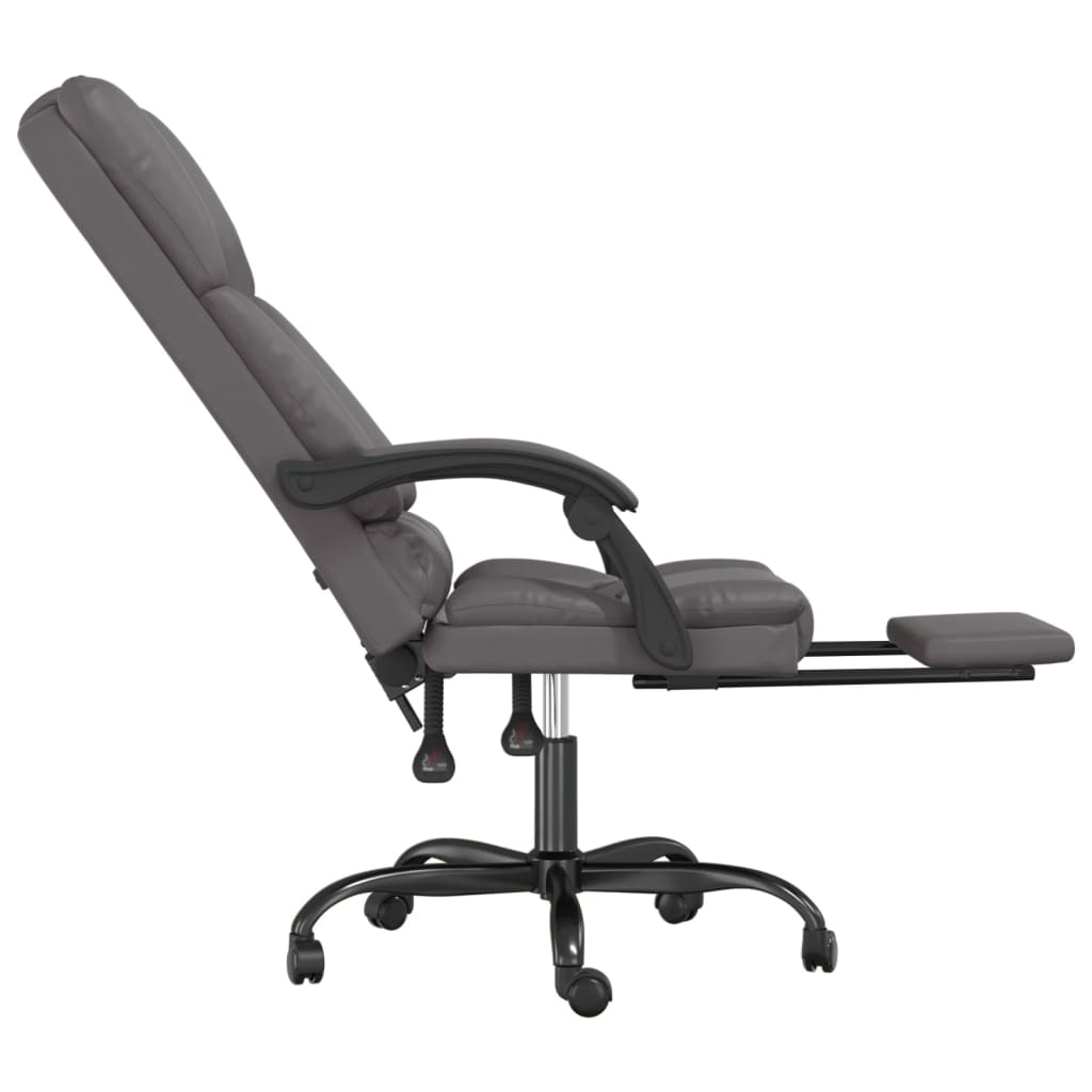 Silla de oficina reclinable masaje cuero sintético gris vidaXL