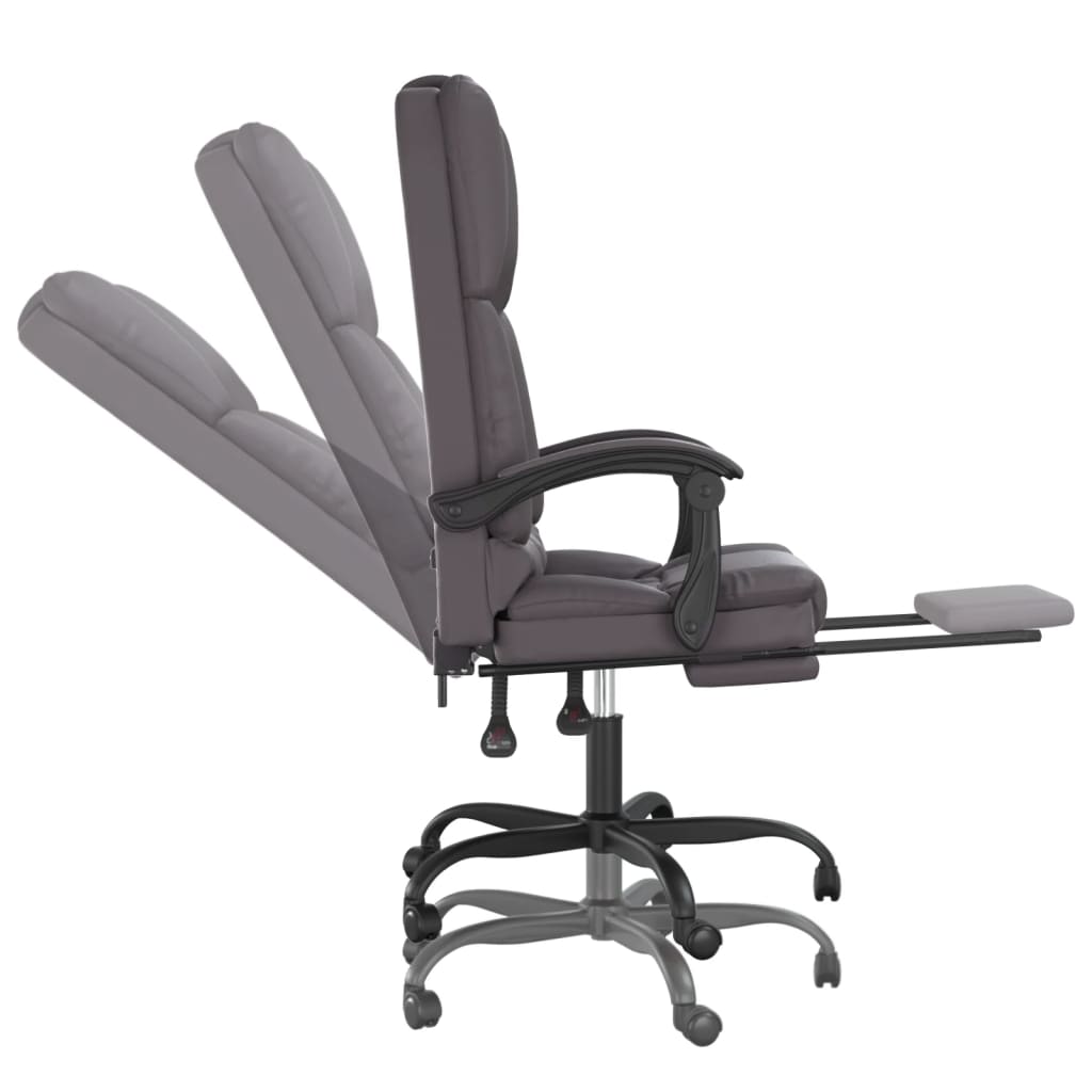 Silla de oficina reclinable masaje cuero sintético gris vidaXL