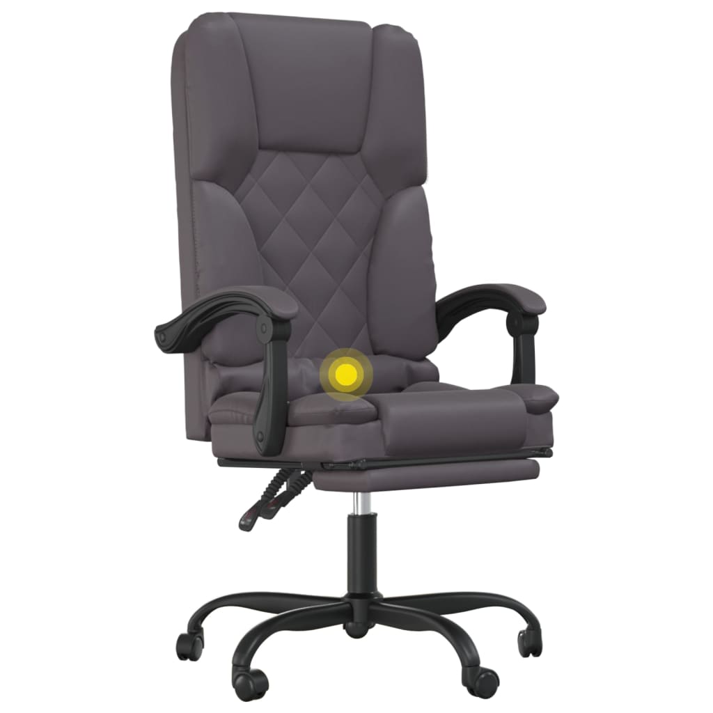 Silla de oficina reclinable masaje cuero sintético gris vidaXL