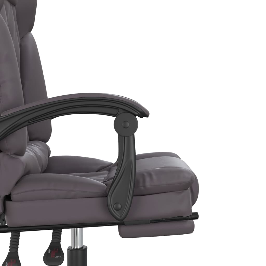 Silla de oficina reclinable masaje cuero sintético gris vidaXL