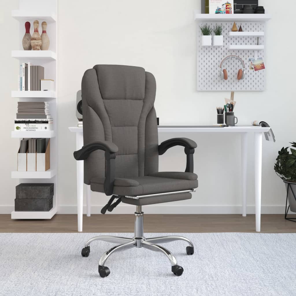 Vetonek Silla de oficina reclinable de tela gris oscuro