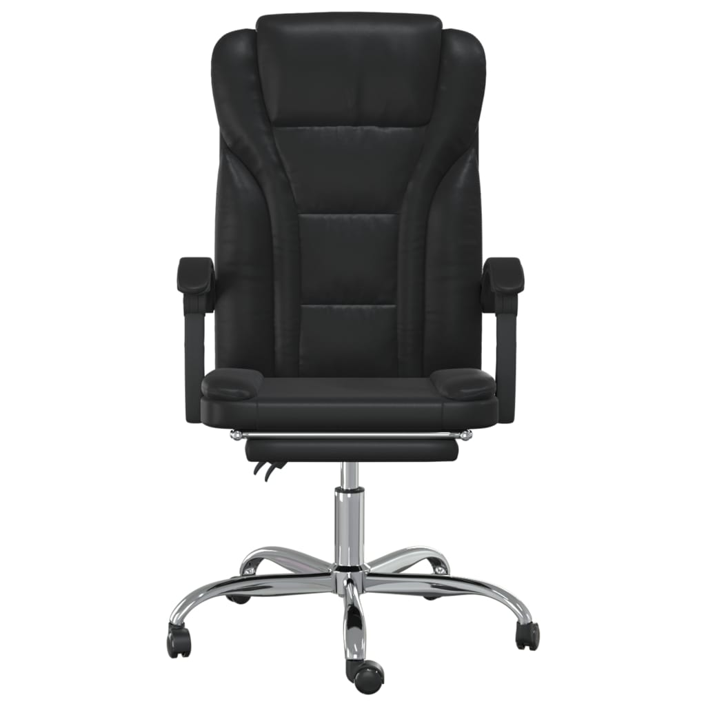 Black synthetic leather reclining office chair