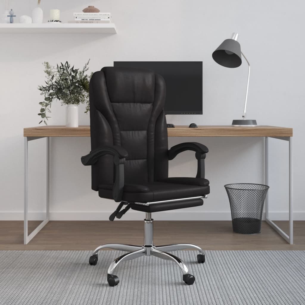 Vetonek Silla de oficina reclinable cuero sintético negro