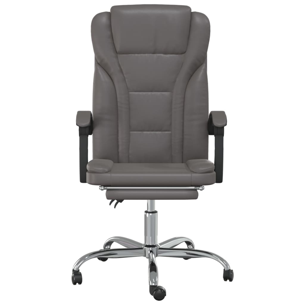 Gray synthetic leather reclining office chair