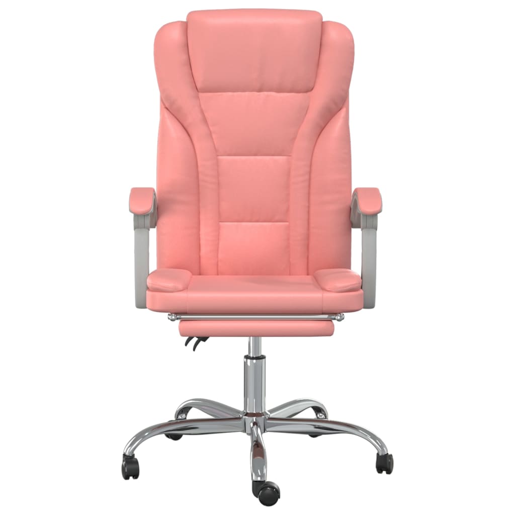 Reclinable Office Chair Pink synthetic leather