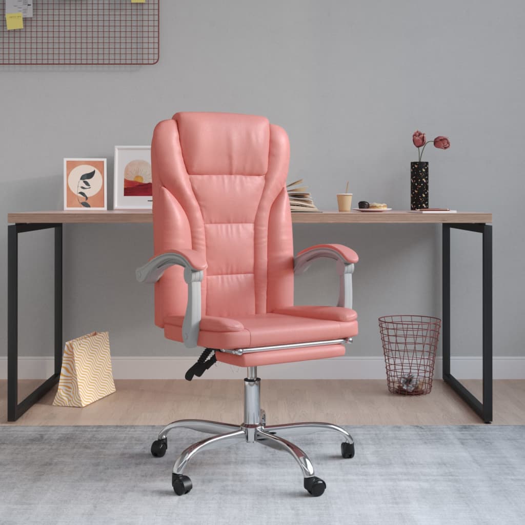 Vetonek Silla de oficina reclinable cuero sintético rosa