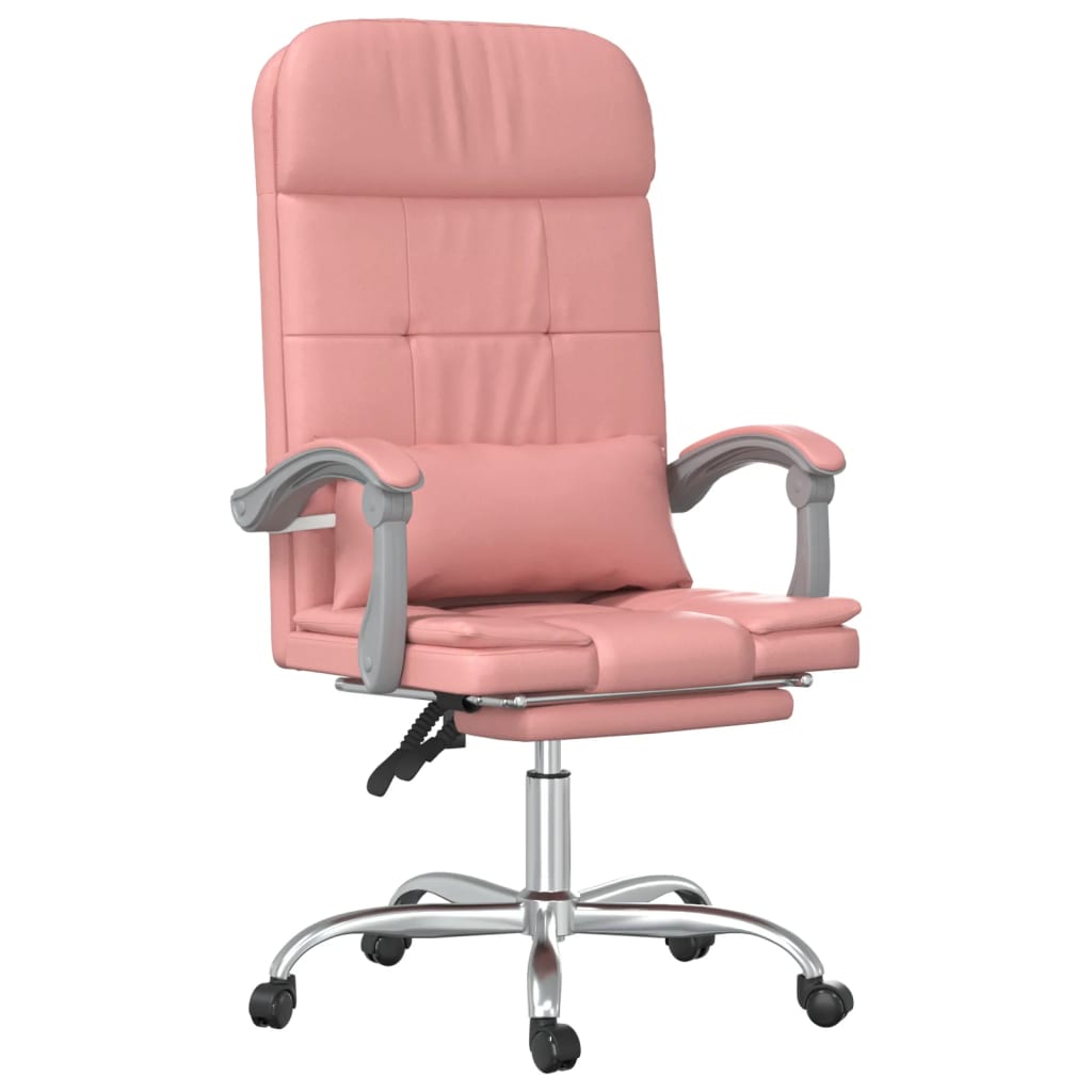 Silla de oficina reclinable masaje cuero sintético rosa vidaXL