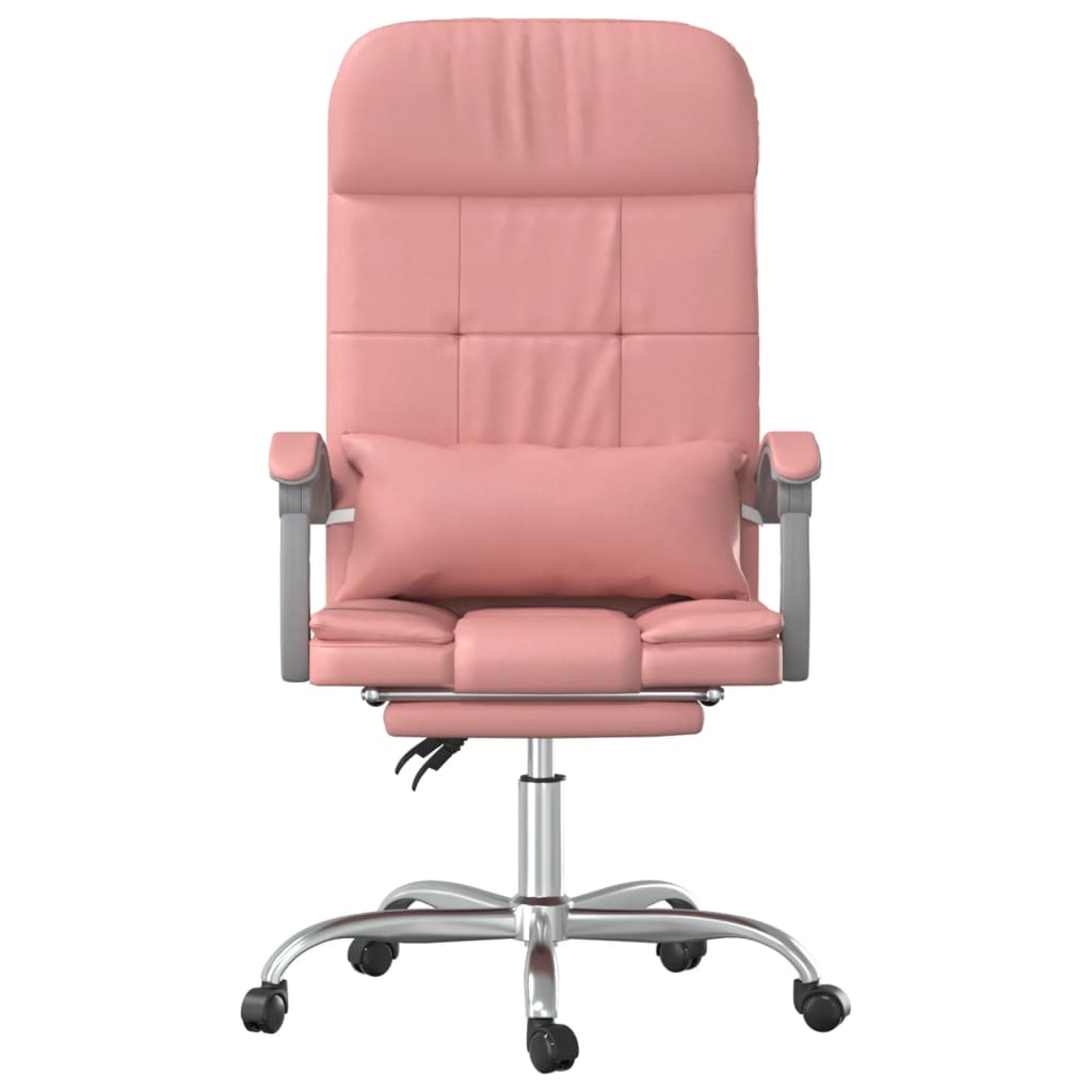 Silla de oficina reclinable masaje cuero sintético rosa vidaXL