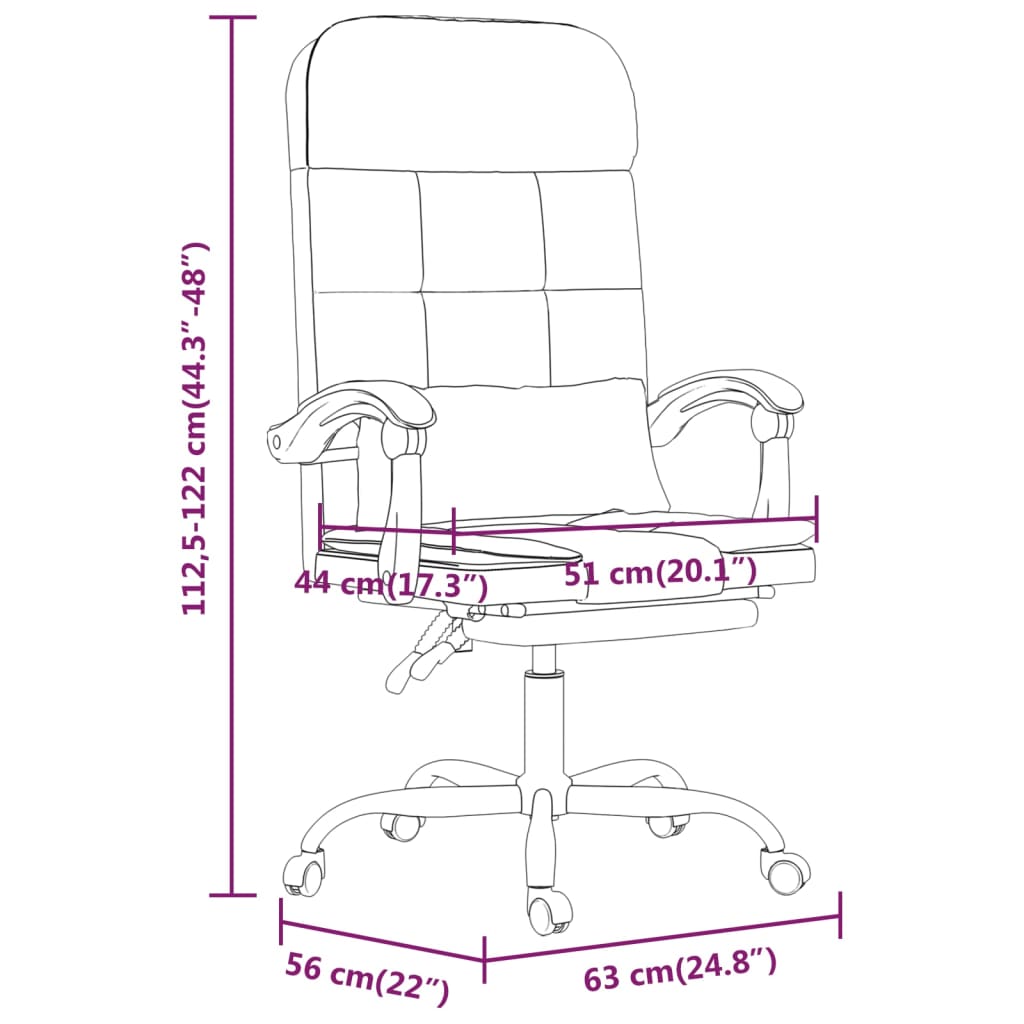 Silla de oficina reclinable masaje cuero sintético rosa vidaXL