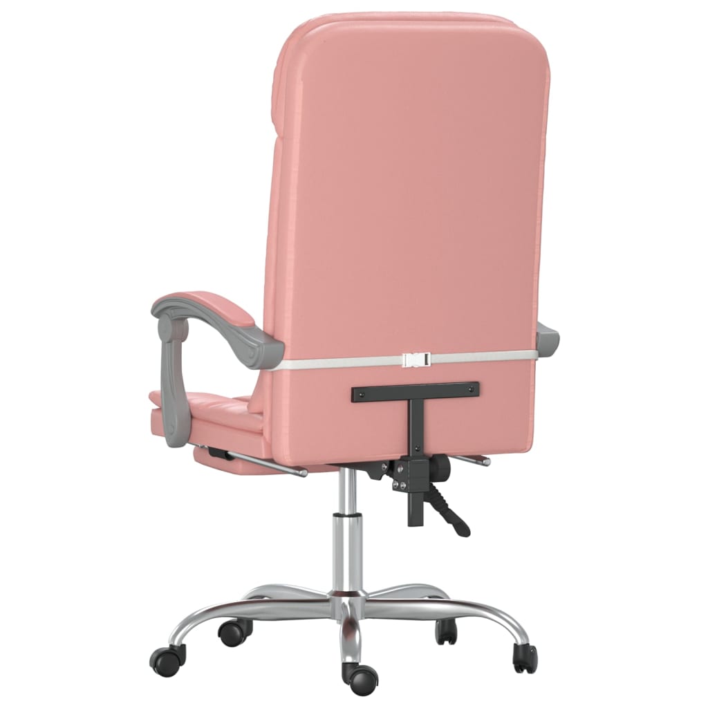 Silla de oficina reclinable masaje cuero sintético rosa vidaXL