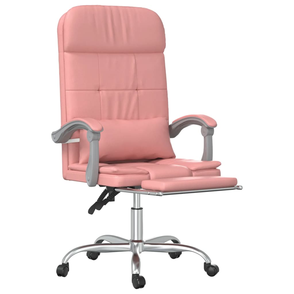 Silla de oficina reclinable masaje cuero sintético rosa vidaXL