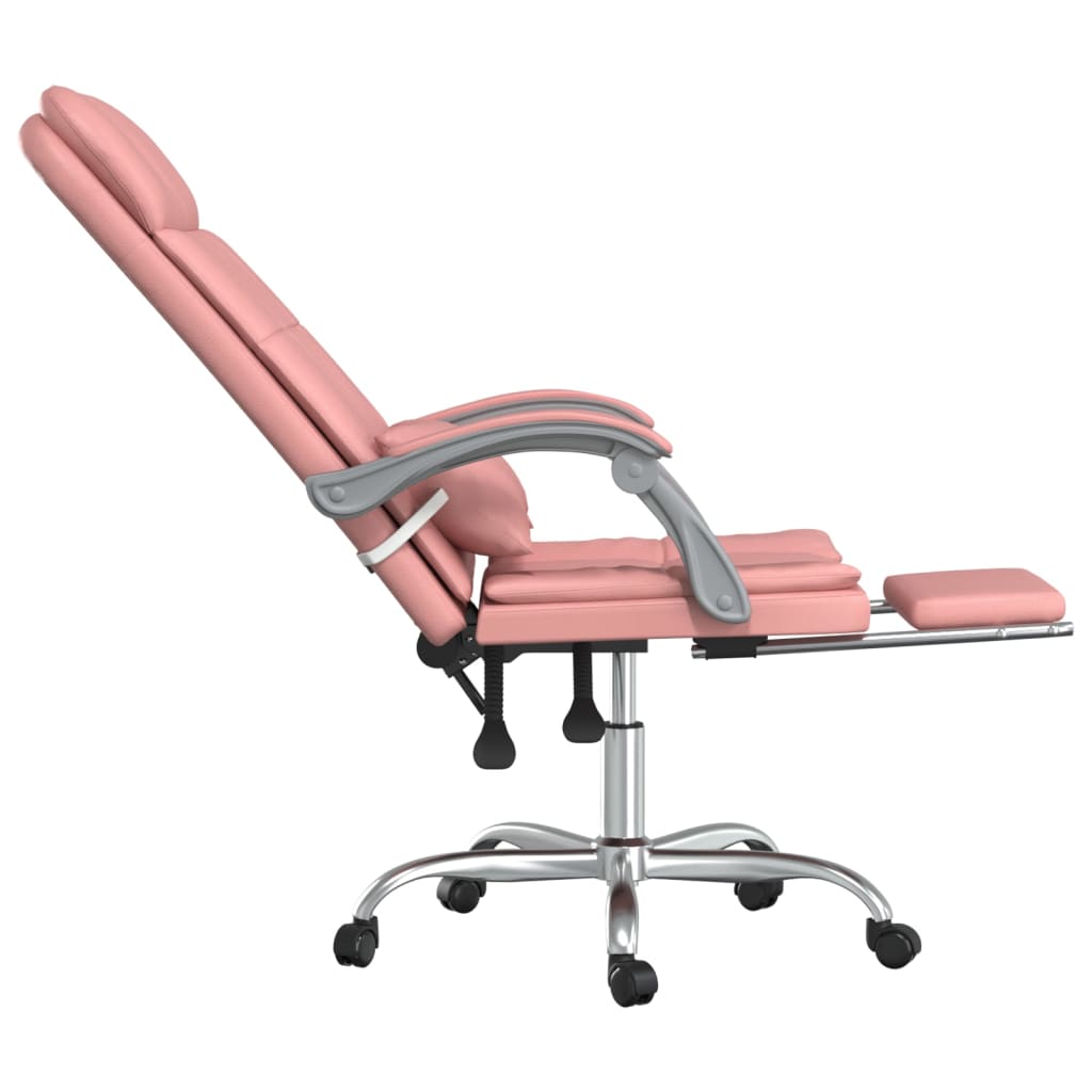 Silla de oficina reclinable masaje cuero sintético rosa vidaXL