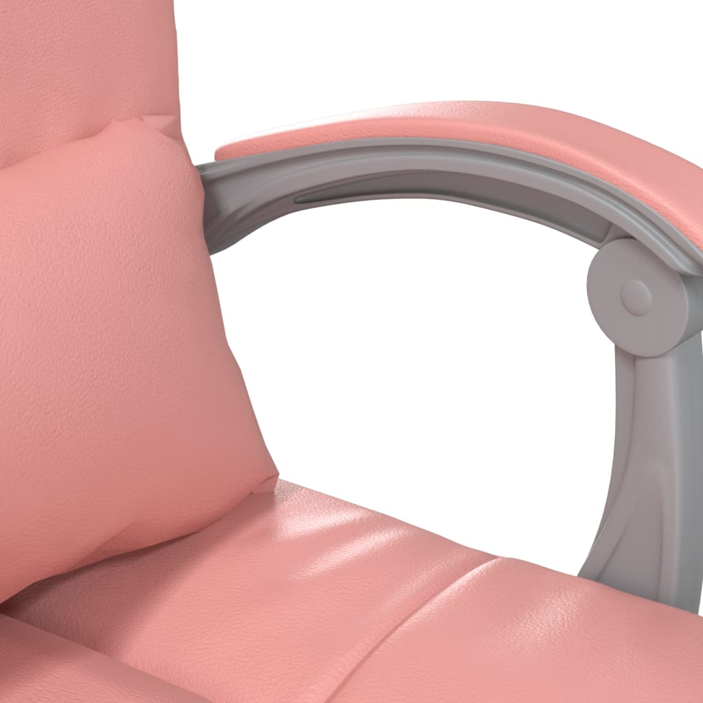 Silla de oficina reclinable masaje cuero sintético rosa vidaXL