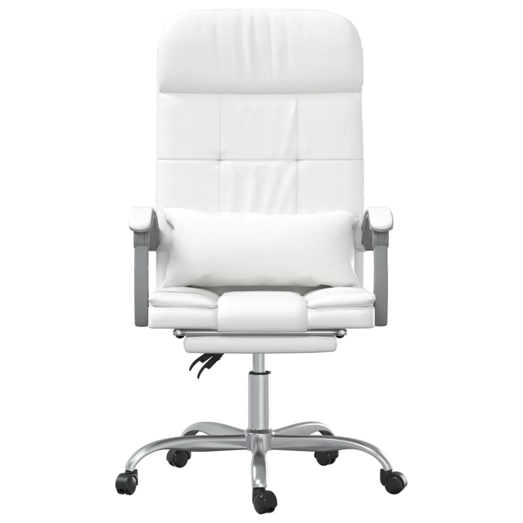 Reclinable office chair White synthetic leather massage