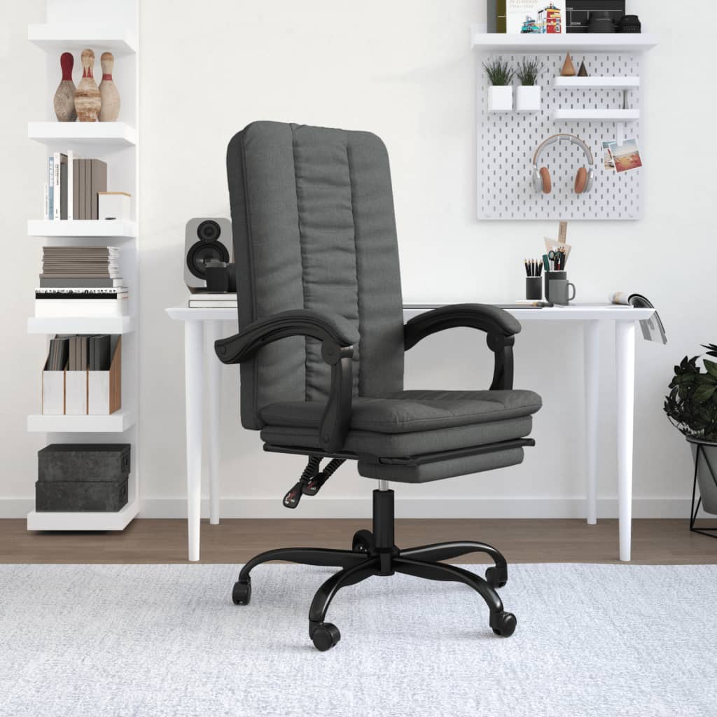 Vetonek Silla de oficina reclinable de tela gris oscuro