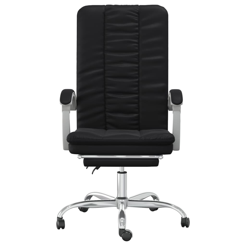 Black synthetic leather reclining office chair