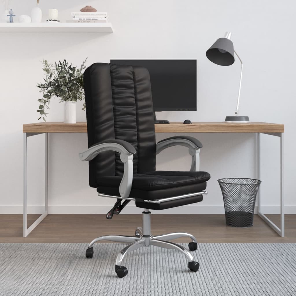 Vetonek Silla de oficina reclinable cuero sintético negro