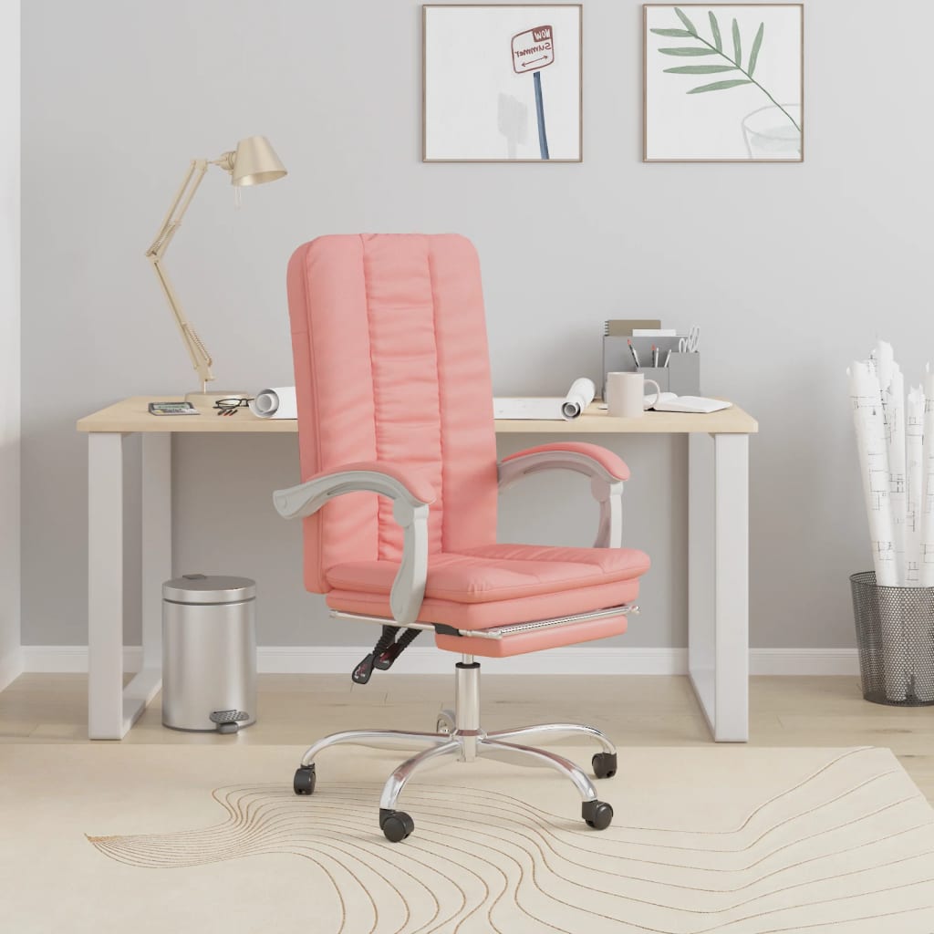 Vetonek Silla de oficina reclinable cuero sintético rosa