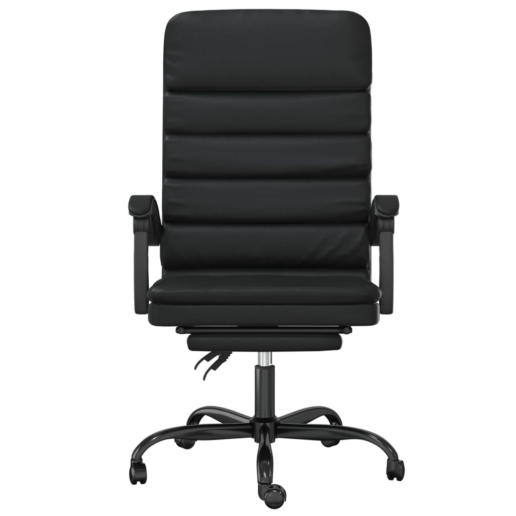 Reclinable office chair Black synthetic leather massage