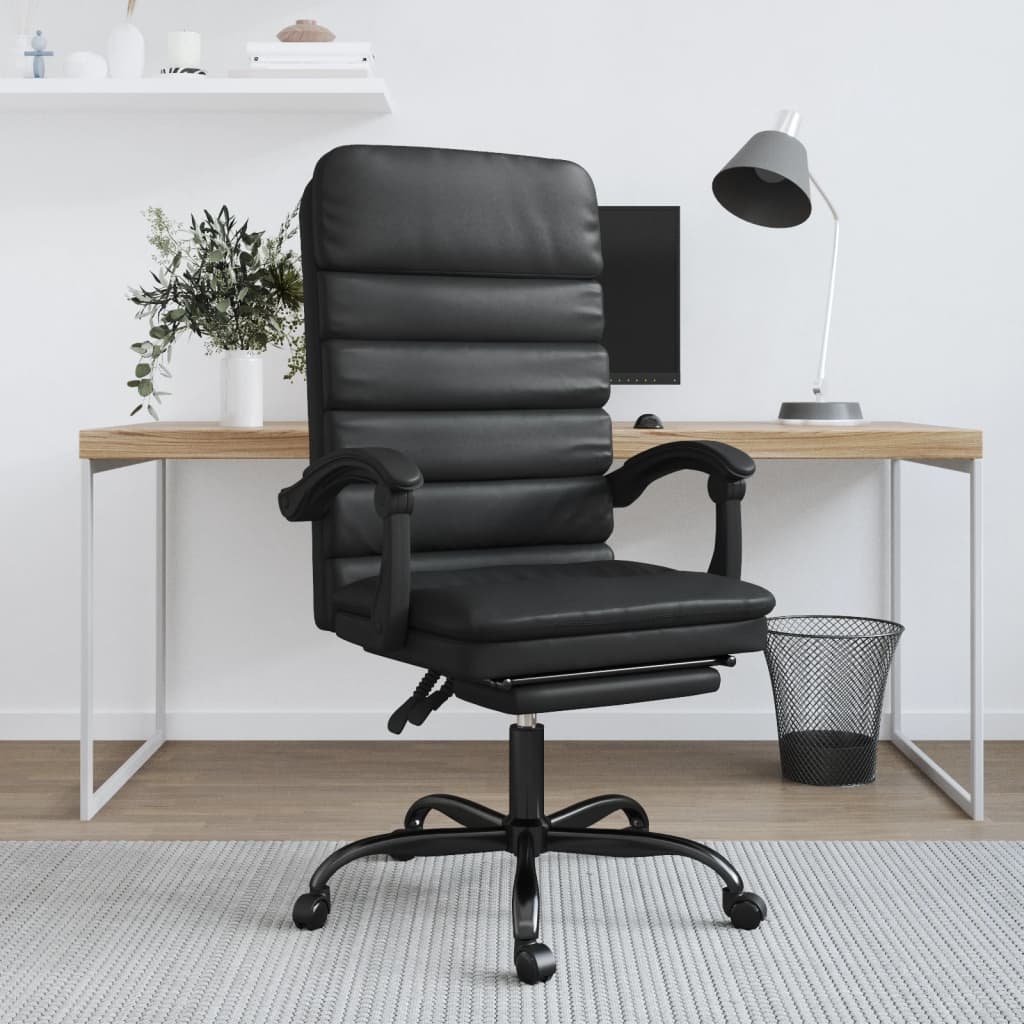 Vetonek Silla de oficina reclinable masaje cuero sintético negro