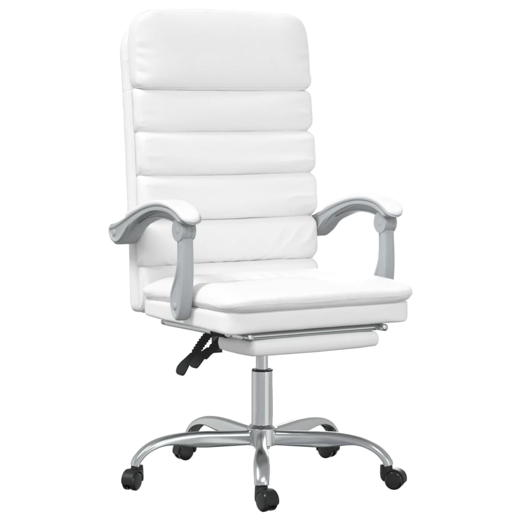 Silla de oficina reclinable masaje cuero sintético blanco vidaXL