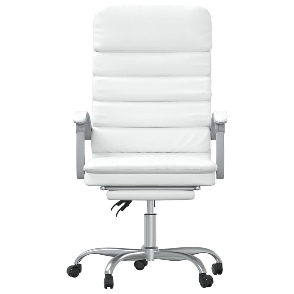 Silla de oficina reclinable masaje cuero sintético blanco vidaXL