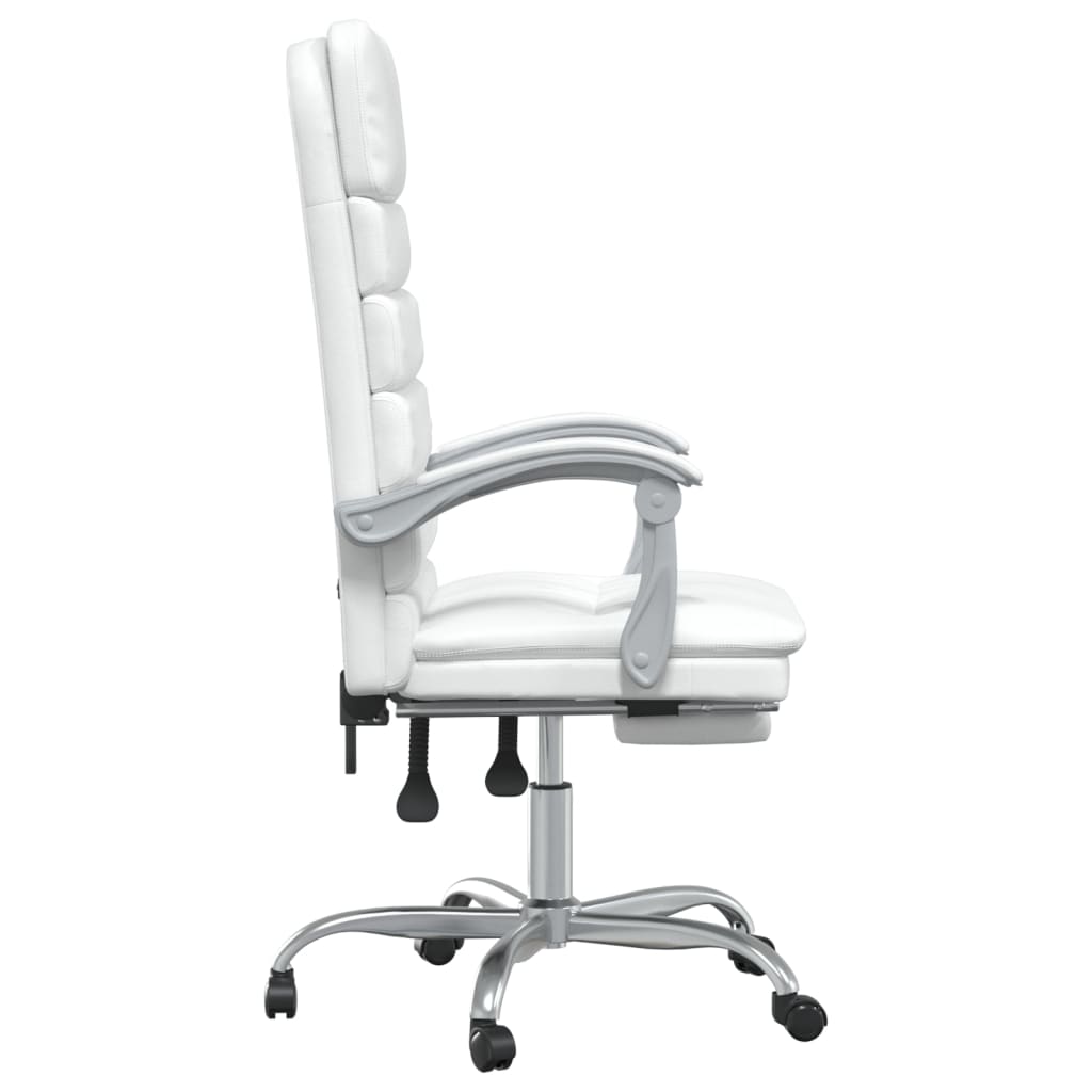 Silla de oficina reclinable masaje cuero sintético blanco - Vetonek