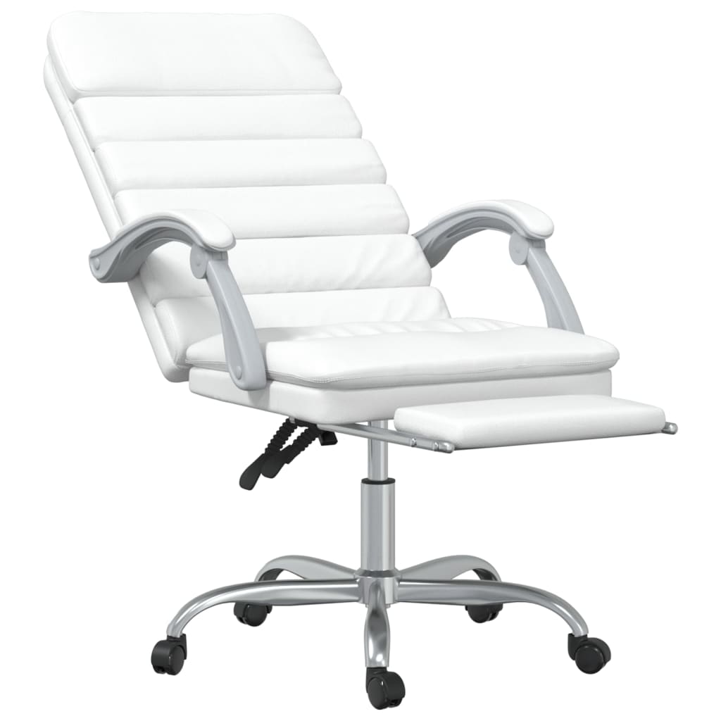 Silla de oficina reclinable masaje cuero sintético blanco vidaXL