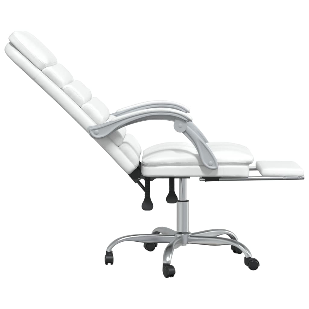 Silla de oficina reclinable masaje cuero sintético blanco vidaXL