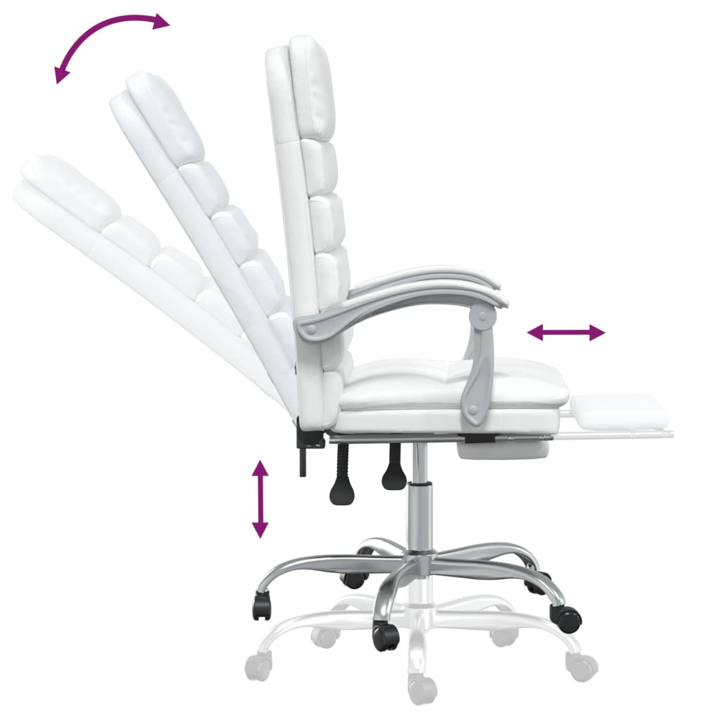 Silla de oficina reclinable masaje cuero sintético blanco vidaXL