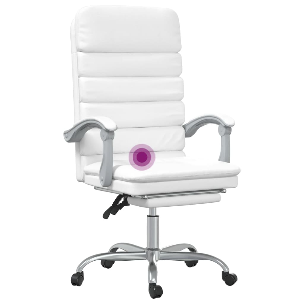 Silla de oficina reclinable masaje cuero sintético blanco vidaXL