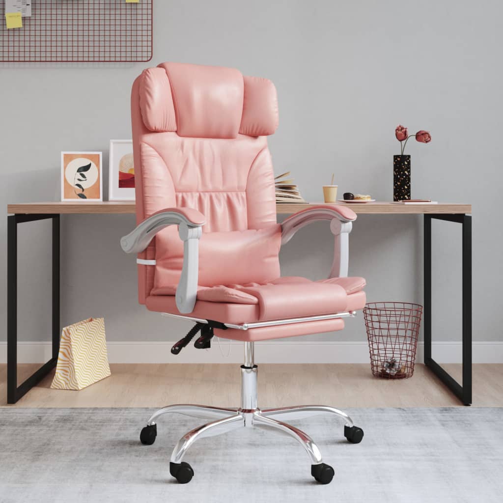 Vetonek Silla de oficina reclinable cuero sintético rosa