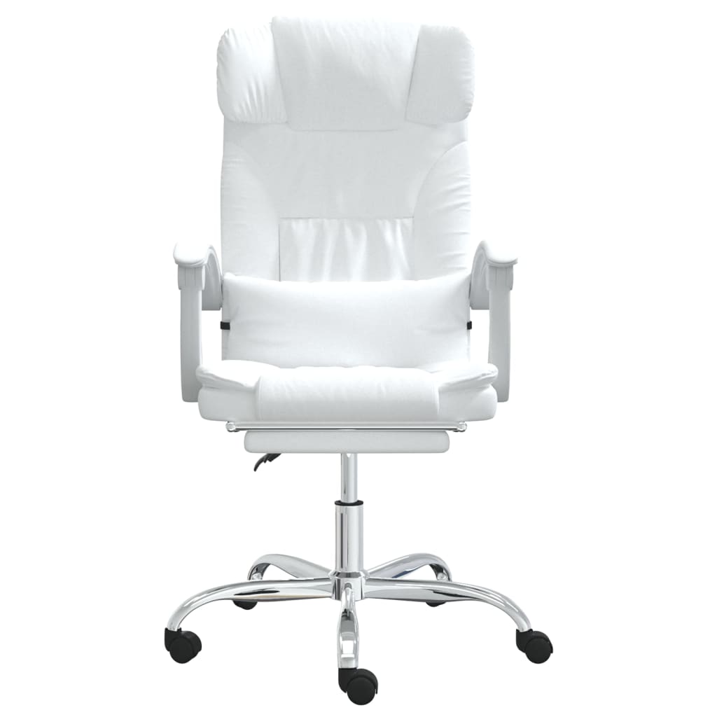 Silla de oficina reclinable cuero sintético blanco