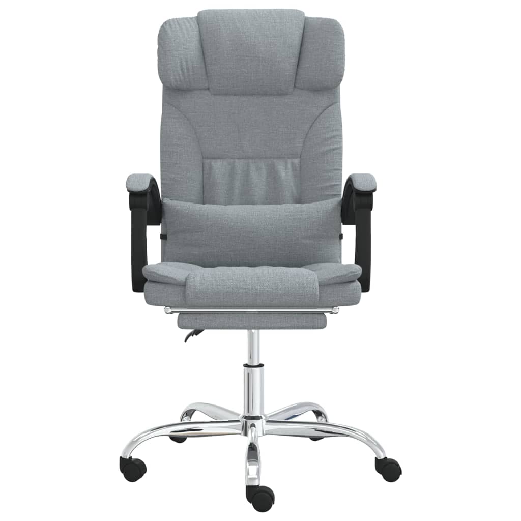 Silla de oficina reclinable con masaje de tela gris claro