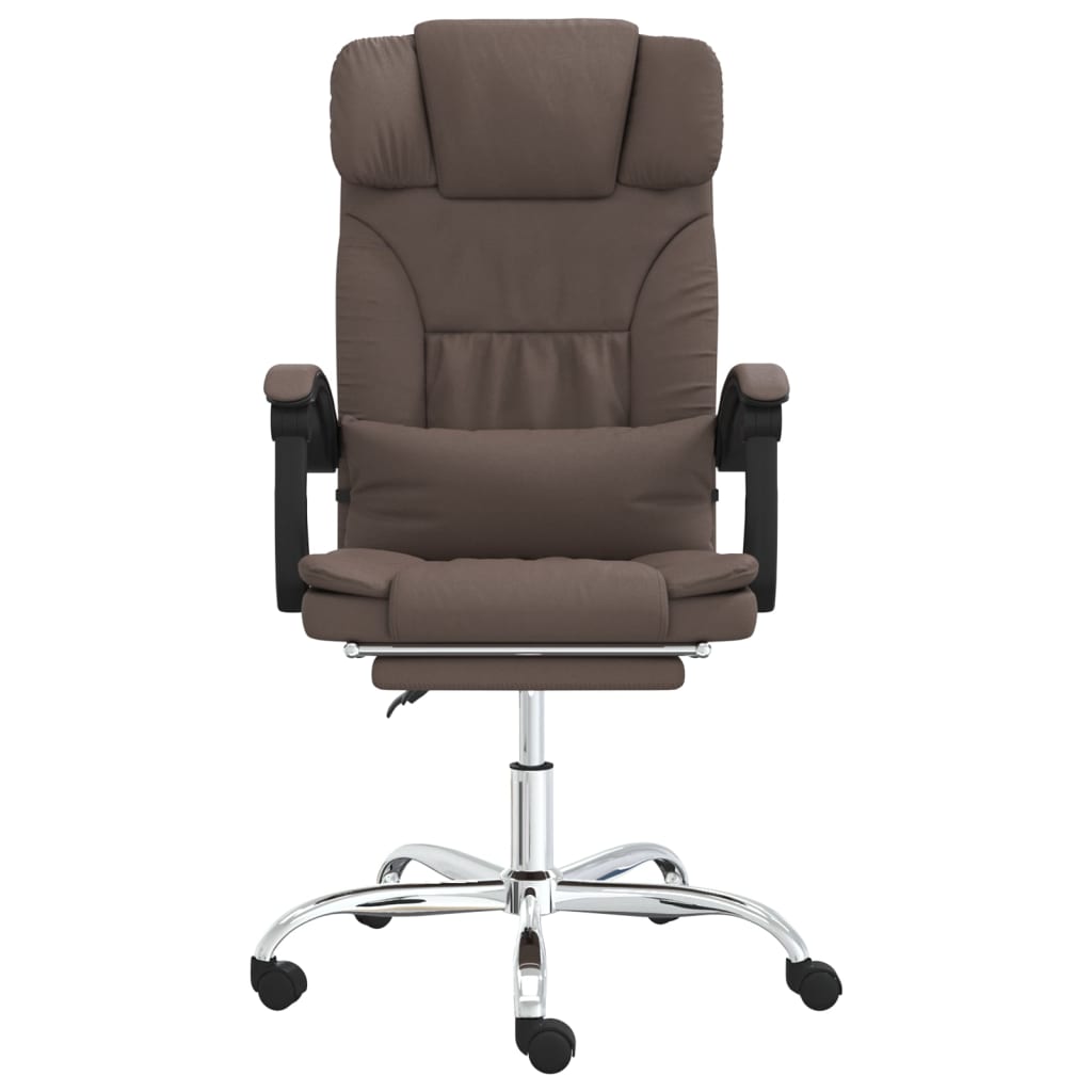 Reclinable office chair Brown synthetic leather massage