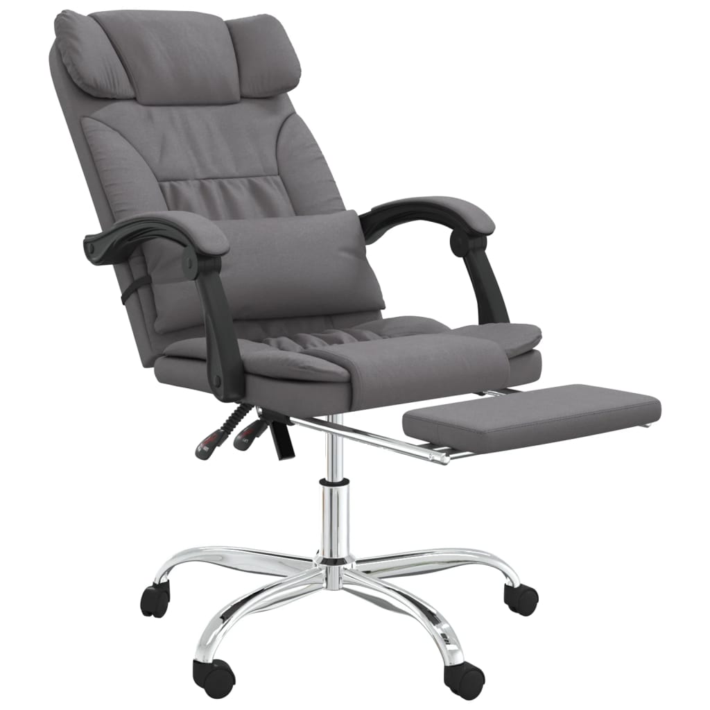 Silla de oficina reclinable masaje cuero sintético gris vidaXL