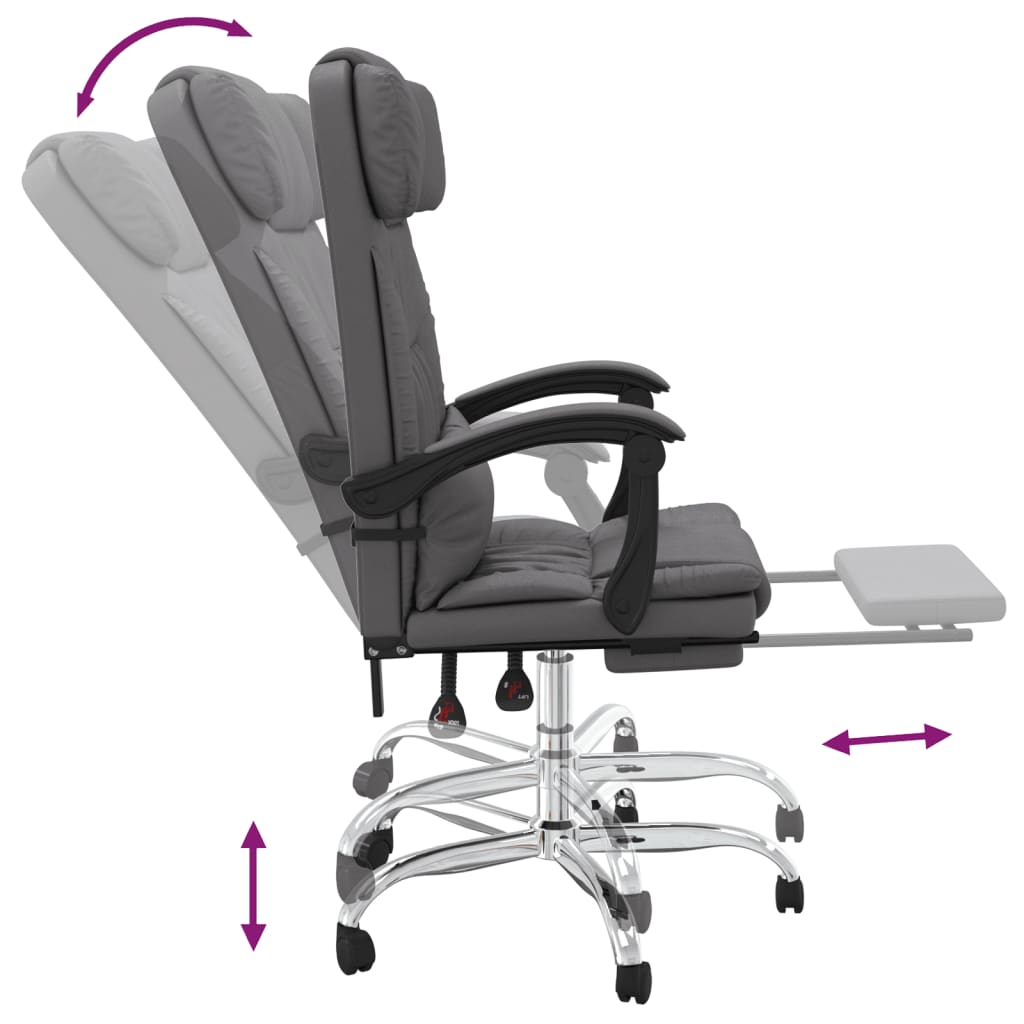 Silla de oficina reclinable masaje cuero sintético gris vidaXL