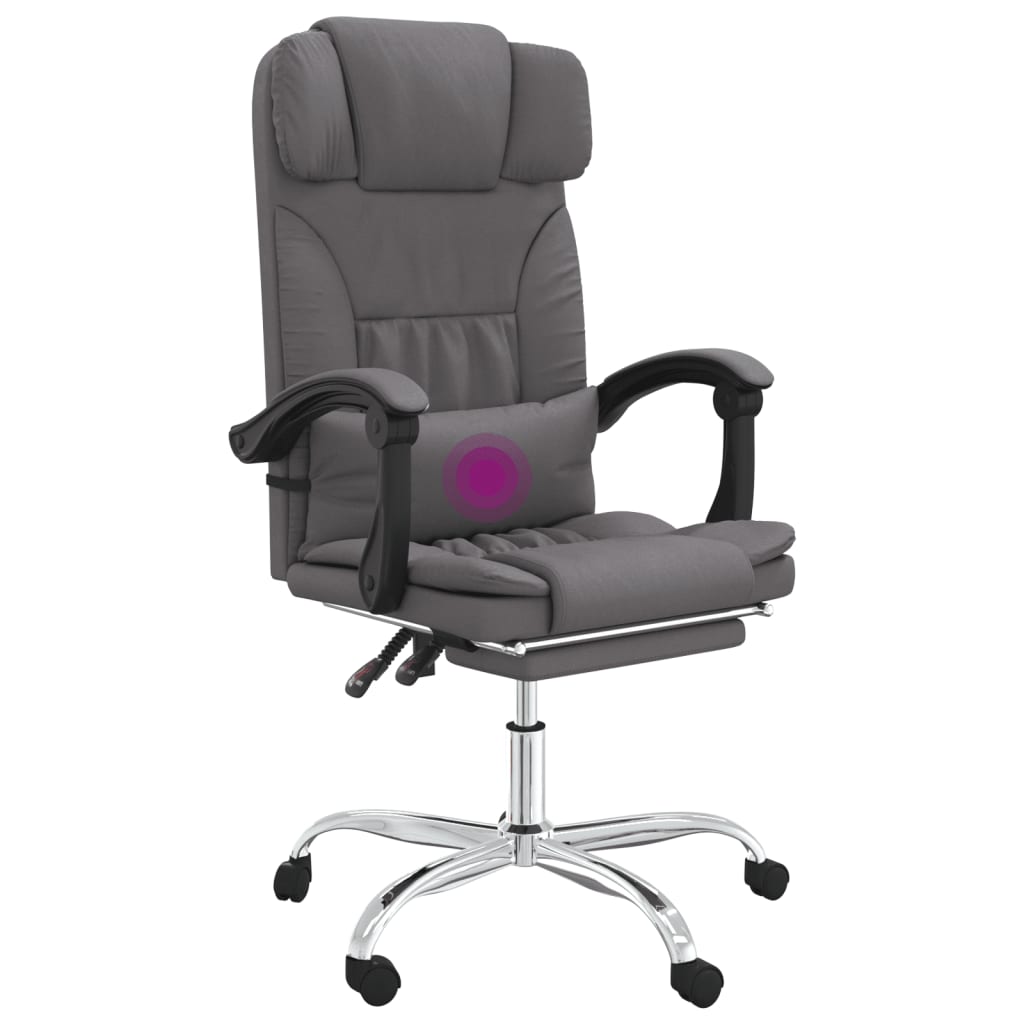 Silla de oficina reclinable masaje cuero sintético gris vidaXL