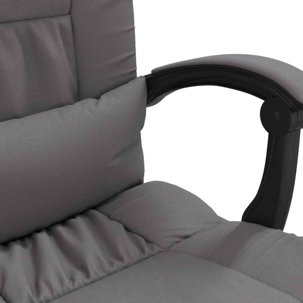 Silla de oficina reclinable masaje cuero sintético gris vidaXL