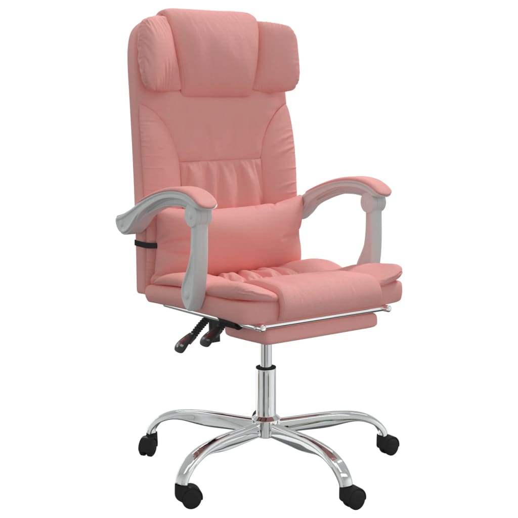 Silla de oficina reclinable masaje cuero sintético rosa vidaXL