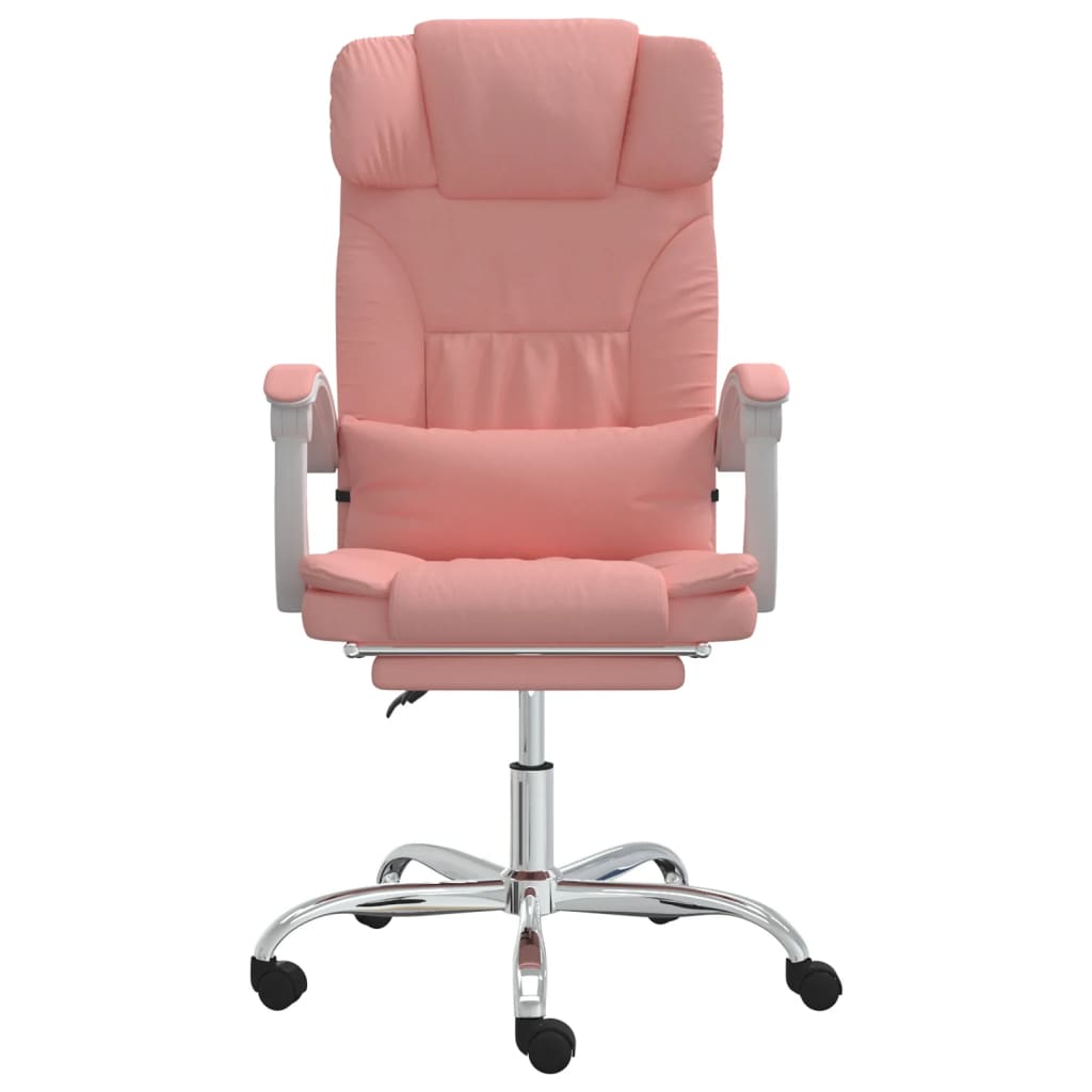 Silla de oficina reclinable masaje cuero sintético rosa vidaXL